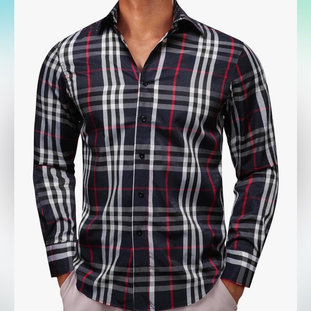 BNWT Men's Plaid Shirt Long Sleeve Button-up